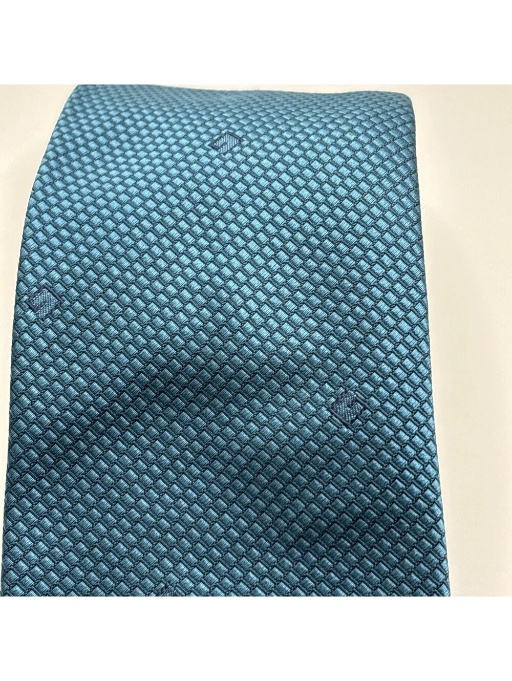 GUCCI Men’s Teal Mono Silk Tie GG Logo Pattern Standard